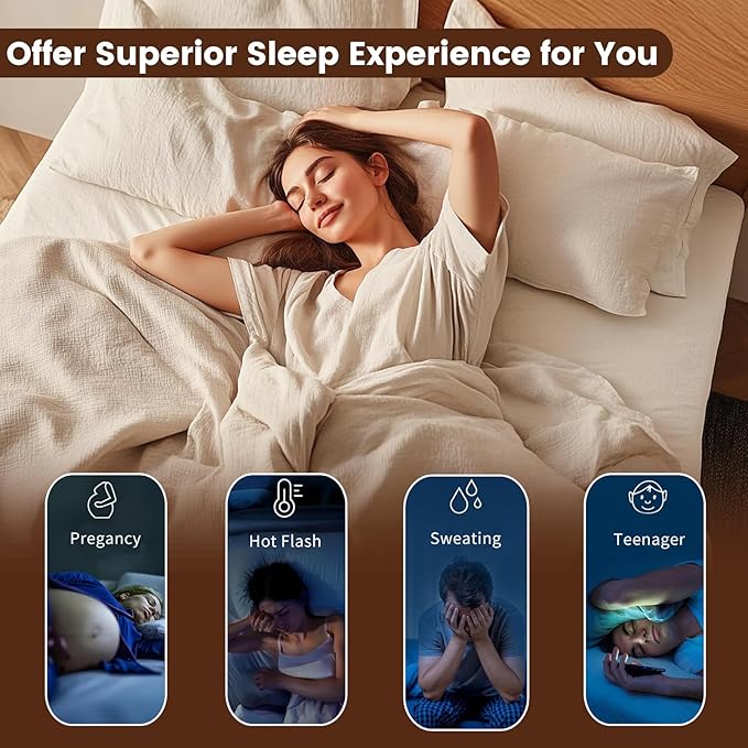 100% Linen Sheet Set Cal King Size Extra Deep Pocket Fits 18-24 Inch Mattress, Breathable & Soft, Smooth 6-Piece Set for Thick Mattresses Hotel Luxury Bedding（Cal King, Brown）