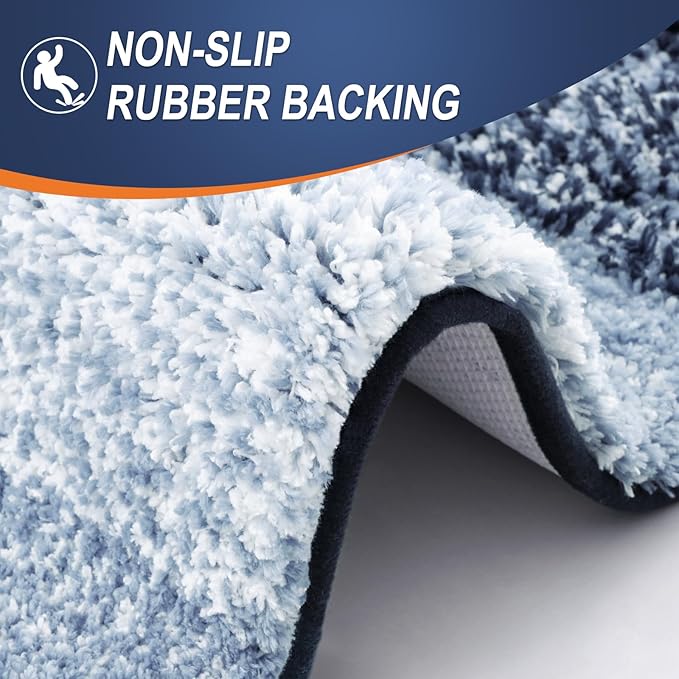 OLANLY Bathroom Runner Rugs 59x24, Extra Soft Absorbent Microfiber Bath Rugs, Rubber Backing, Quick Dry, Washable Bath Mats for Bathroom Floor, Tub and Shower, Home Decor Accessories, Navy Blue