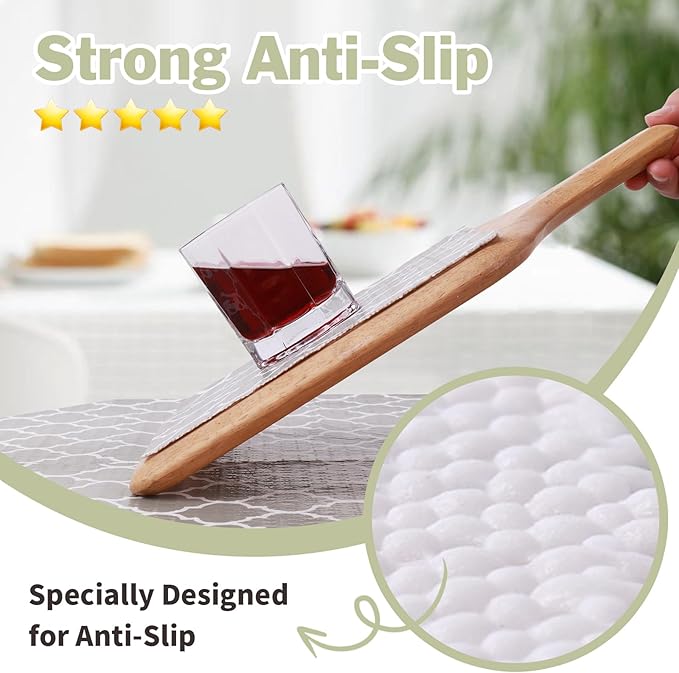 Drawer and Shelf Liner for Kitchen Cabinet: 12 in X 30 Ft Non Slip Waterproof Shelf Paper Non Adhesive Refrigerator Liners Gray Quatrefoil Easy Liners for Bathroom Cupboard with Knife Tape Measure