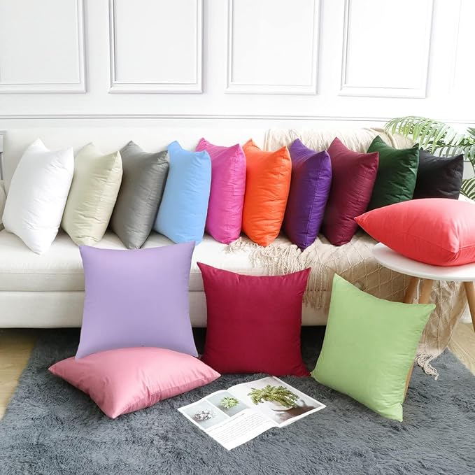 Thmyo 4-Pack 100% Cotton Comfortable Solid Decorative Throw Pillow Case Square Cushion Cover Pillowcase DIY Sublimation Blank Pillow Covers(20x20 inch/ 50x50cm,Light Pea Green)