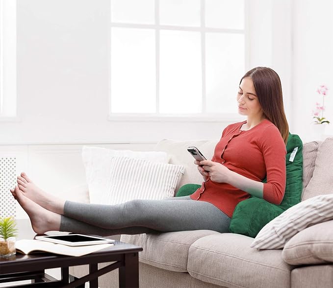 Nestl Reading Pillow for Kids & Teens with Shredded Memory Foam, Backrest Pillows for Reading, Watching, and Gaming, Use on The Couch, Bed, or Floor, Adjustable Support with Washable Cover Dark Green