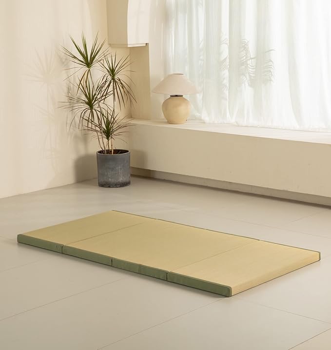 MustMat Thick Tatami Mat Twin XL Floor Mattress Japanese Tatami Bed with Storage Bag 39 x 80 x 2 in (Green)