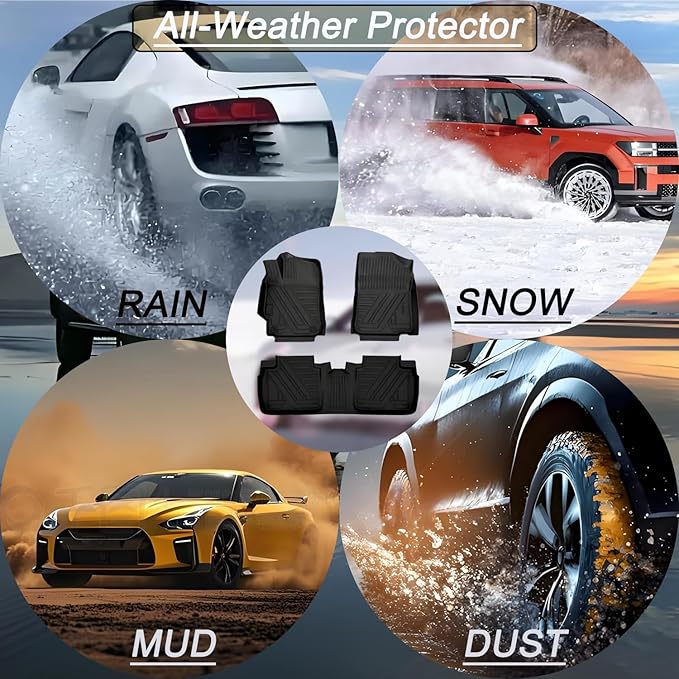 Aiqiying Floor Mats Compatible with Toyota Camry 2012-2017,All Weather Carpet Protector 3D Waterproof Durable Odorless Custom-Fit for 2007-2011 Camry Floor Liner Full Set TPE Car Liners