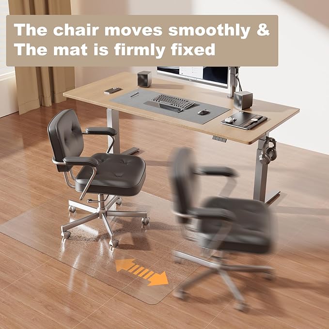 [Thickened to 2.0mm] 60"x75" Computer Chair Mat for Hardwood, PVC Office Mat for Hardwood Floor, Anti-Slip Rolling Chair Floor Protector,Vinyl Mats for Home, Under Desk Mats for Rolling Chairs