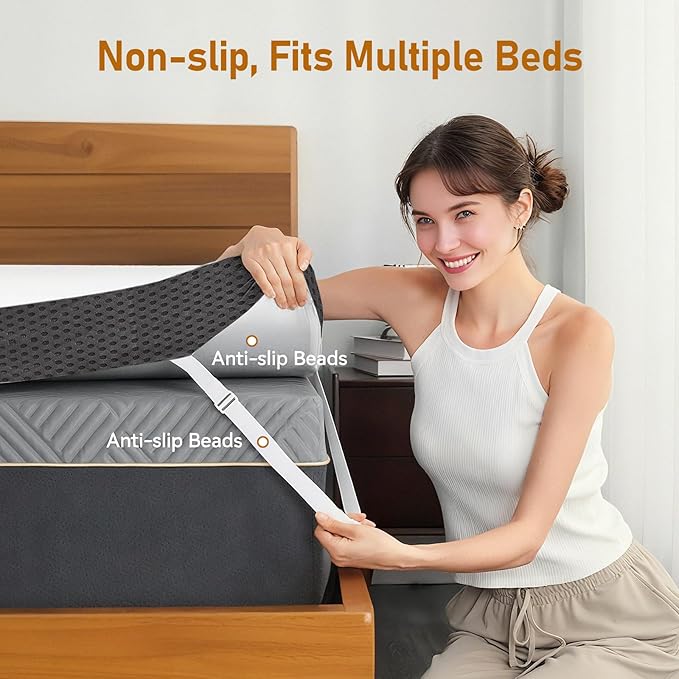 Glendan Firm Mattress Topper Full: 3 Inch High Density Foam for Back Pain - Extra Support Ergonomic Bed Topper - Bamboo Washable Cover with Anti-Slip Straps - CertiPUR-US Oeko-Tex Certified 75x54