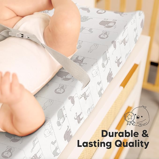 2-Pack Organic Changing Pad Covers for Girl, Boy, Neutral - 100% Cotton Changing Table Pad Cover, Soft Baby Nursery Diaper Changing Pad Sheets, Contour Changing Pads Liners,Change Pad Cover (Savannah)