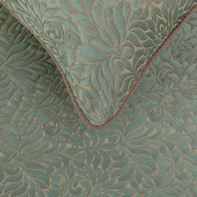 The HomeCentric King/Queen/Twin Blue & Beige Designer Full 68"x18" Bed Runner with 2 Pillow Cover, Damask Bed Scarf on Jacquard Fabric - Arabella