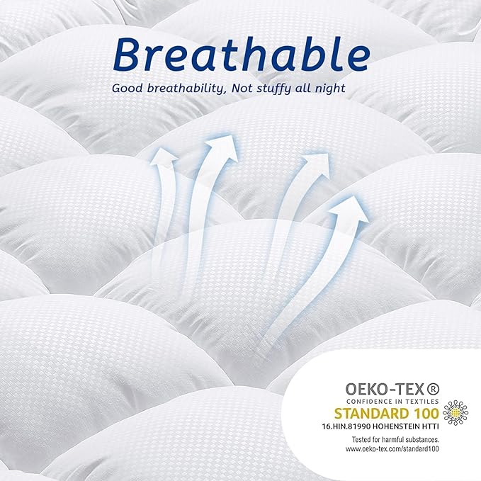 Full Size Mattress Topper for Back Pain, Cooling Extra Thick Mattress Pad Cover with 8-21 inch Deep Pocket, Plush Pillow Top Mattress Topper Overfilled with Down Alternative, Full Size, White