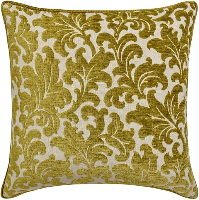 The HomeCentric King/Queen/Twin Chartreuse Decorative Twin 53"x18" Bed Runner Without Pillow Cover, Velvet, Floral Pattern Bed Scarf on Velvet Fabric - Enchanted Chartreuse