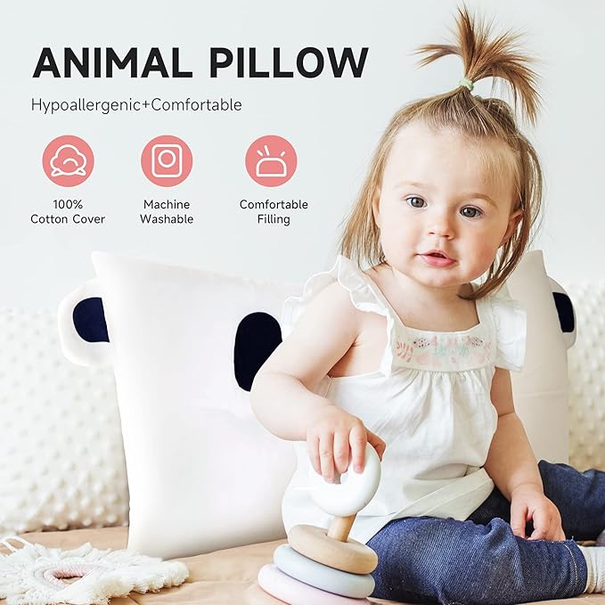 Choc chick Toddler Pillow,20X12Inches Machine Washable Soft Hypoallergenic Kids Pillows,Child Cute Animal Design Perfect Toddler Pillows for Sleeping (Panda)