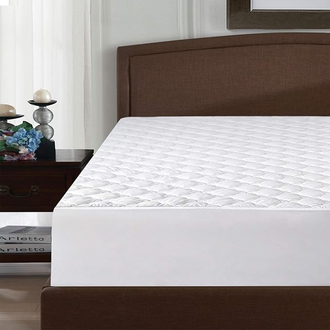 King Size Air Mattress Cover, Thick Quilted Mattress Topper King, Super Soft Breathable and Noiseless Down Alternative Fiber Pillow Top Mattress Pad with Deep Pocket Fits Up to 23 Inch Mattress