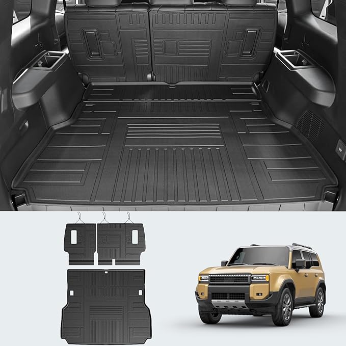 Cargo Mat for Toyota Land Cruiser 2026 2025 2024, Trunk Mat with Backrest Mat All Weather Protection Cargo Liner Replacement for 2025 Toyota Land Cruiser Accessories