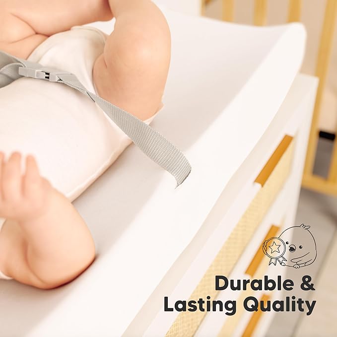 2-Pack Organic Changing Pad Covers for Girl, Boy, Neutral - 100% Cotton Changing Table Pad Cover,Soft Baby Nursery Diaper Changing Pad Sheets,Contour Changing Pads Liners,Change Pad Cover (Soft White)