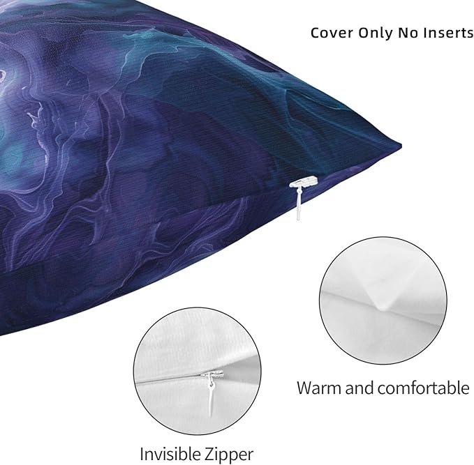 Purple Teal Turquoise Galaxy Nebulous 16x16 inches Throw Pillow Covers Cozy Square Pillowcases Home Decor for Bed Couch Sofa Office Living Room Cushion Covers
