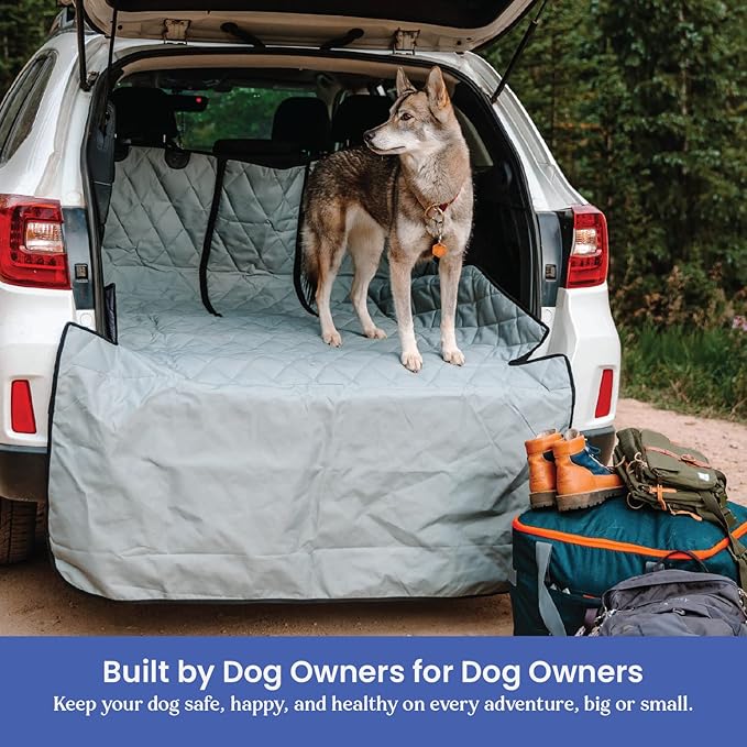 4Knines Split Cargo Liner for SUV – for Dogs & Pets, Heavy-Duty, Waterproof Trunk Mat & Cargo Cover – Fits 60/40 Split Bench & Armrest Pass-Through – Machine Washable, Non-Slip, Durable (Small, Grey)