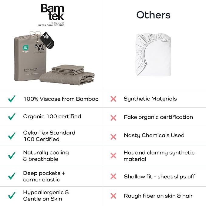 Duvet Cover Set - 100% Viscose Derived from Bamboo Duvet Cover Queen Size, 3 PC Luxury Cooling Duvet Cover for Hot Sleepers, Silky Buttery Soft Comforter Cover & 2 PC Queen Pillowcases, Sand