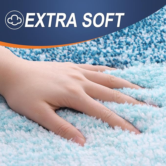 OLANLY Bathroom Runner Rugs 54x24, Extra Soft Absorbent Microfiber Bath Rugs, Rubber Backing, Quick Dry, Washable Bath Mats for Bathroom Floor, Tub and Shower, Home Decor Accessories, Peacock Blue