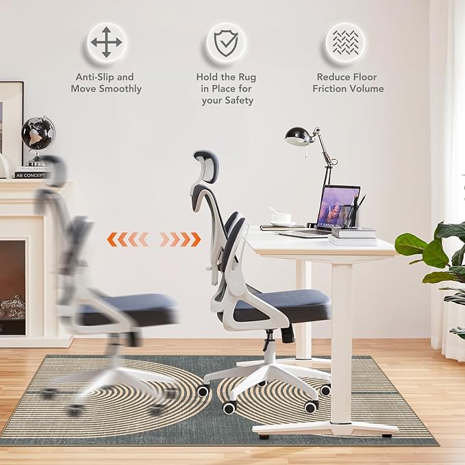 Office Chair Mat for Hardwood Floor&Tile Floor,36"X 48" Heavy Duty Desk Chair Mat for Hard Floors,Under Desk Rug for Rolling Computer Chair,Anti Slip,Low Pile Carpet Floor-Geo Grey