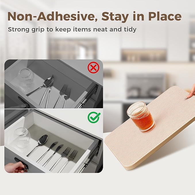 100% EVA Shelf Liner for Kitchen Cabinet, 18" x 360" Drawer Liners Non Adhesive Non Slip Waterproof Plastic Paper, Dresser Pantry Bathroom Refrigerator Protector, Clear