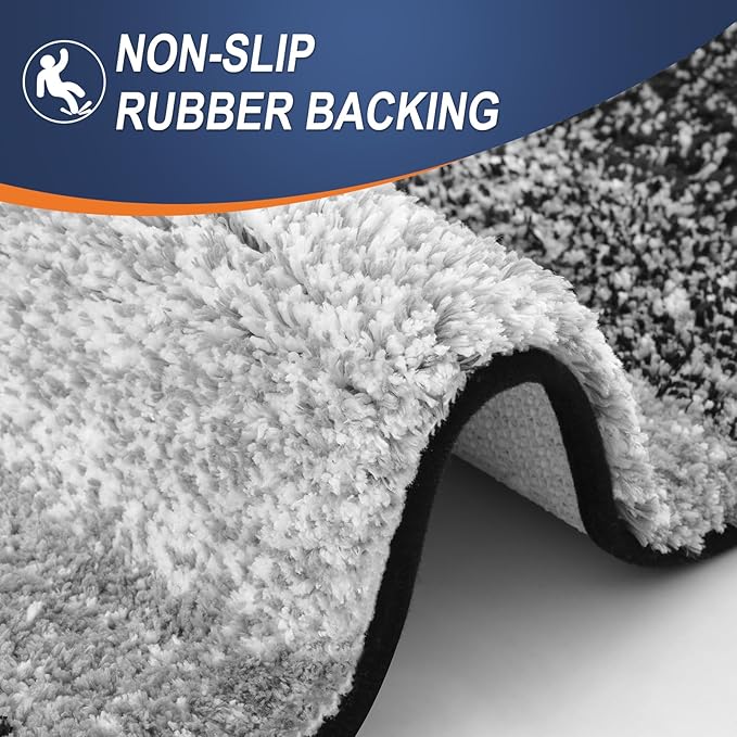 OLANLY Bathroom Rugs Mat 36x24, Extra Soft Absorbent Microfiber Bath Rugs, Rubber Backing, Quick Dry, Machine Washable Bath Mats for Bathroom Floor, Tub and Shower, Home Decor Accessories, Black