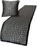 The HomeCentric King/Queen/Twin Blue & Grey Designer Twin 53"x18" Bed Runner with Pillow Cover, Animal Mystery Bed Scarf on Silk Fabric - Animal Mystery