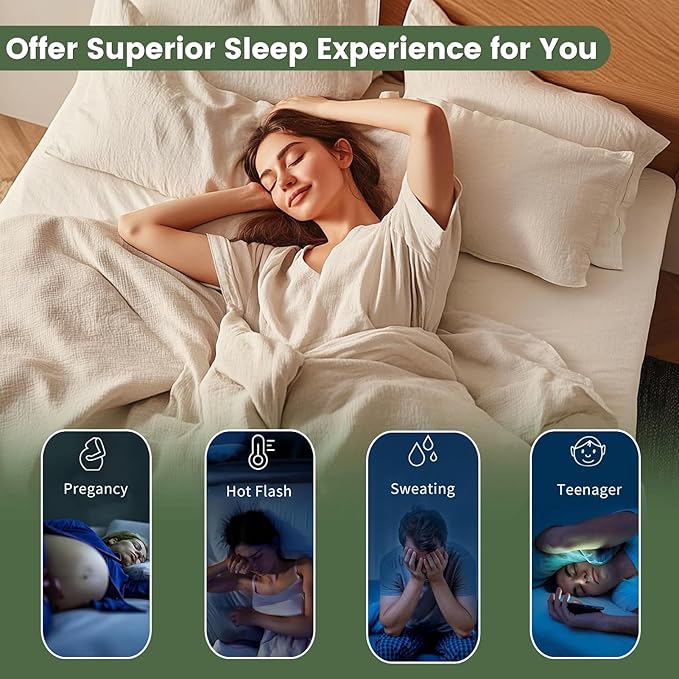 100% Linen Sheet Set Cal King Size Extra Deep Pocket Fits 18-24 Inch Mattress, Breathable & Soft, Smooth 6-Piece Set for Thick Mattresses Hotel Luxury Bedding（Cal King, Sage Green）