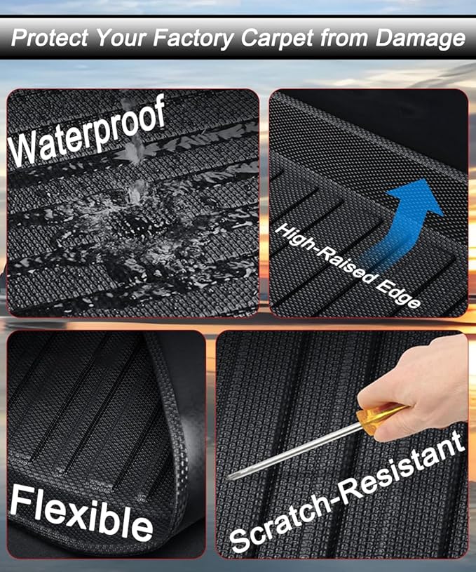 TPE Floor Mats Compatible with KIA Sportage Gas 2023-2026 Models，All Weather Protection 3D Waterproof Durable Anti-Slip TPE Floor Liners 1st ＆ 2nd Row Custom-fit Set Accessories （Non Hybrid Non PHEV）