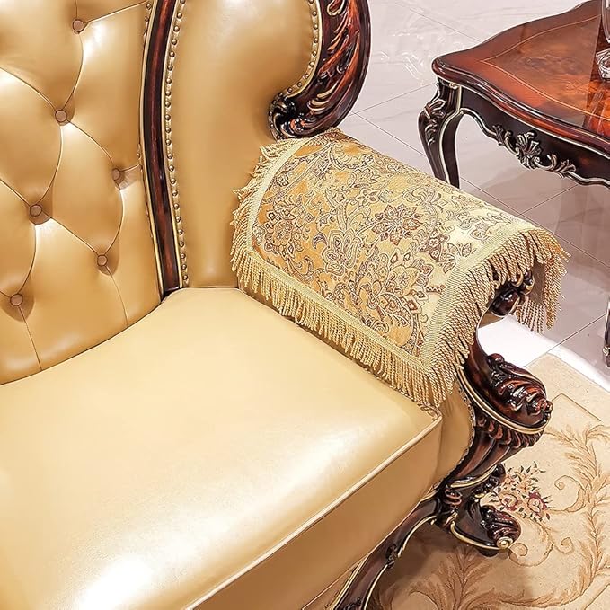 LUFEIJIASHI Luxury Couch Arm Covers,Washable Armrest Cover for Sofa,Anti Slip Recliner Chair Arm Covers Protectors for Leather Sofa Arm Cover Set of 2 (SBDB-Beige)