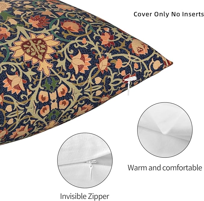 William Morris Vintage Floral 18x18 inches Throw Pillow Covers Cushion Covers for Couch Home Bed Living Room Decorative Pillow Cases
