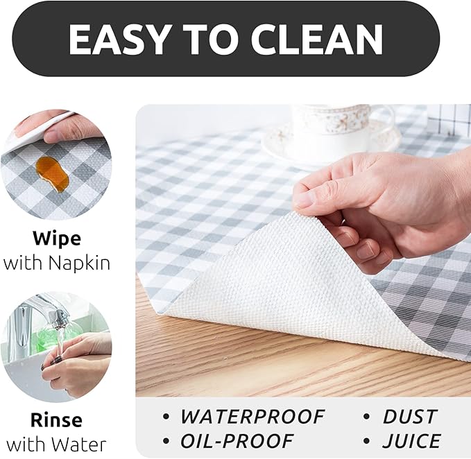 RAY STAR 12X120 Inch Shelf Liner for Kitchen Cabinets, Non-Adhesive Cabinet Liner Washable, PVC Drawer Liner for Dresser Non-Slip Bathroom (Plaid)(4 Roll)