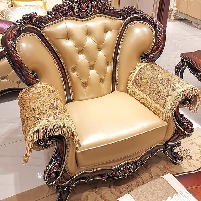 LUFEIJIASHI Luxury Couch Arm Covers,Washable Armrest Cover for Sofa,Anti Slip Recliner Chair Arm Covers Protectors for Leather Sofa Arm Cover Set of 2 (SBDB-Beige)