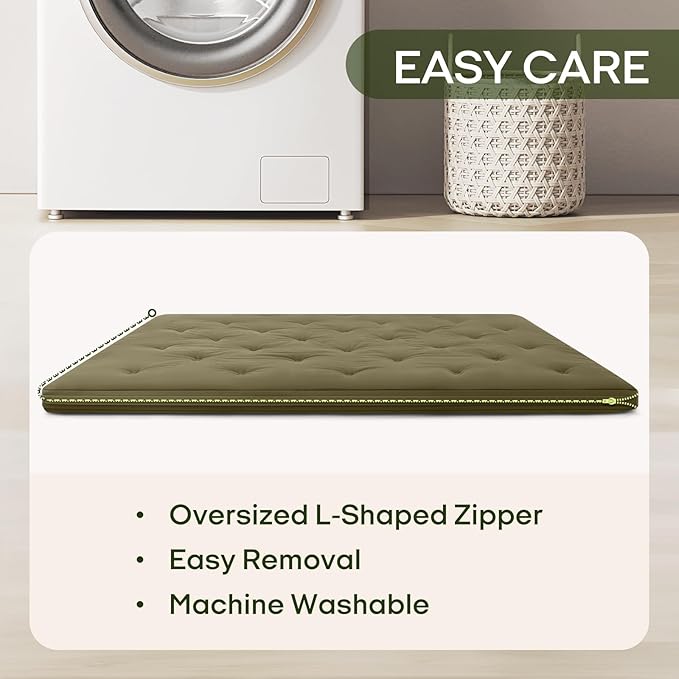 ZonLi Japanese Floor Futon Mattress Full Size 75"x 54", 100% Cotton Cover 4'' Thicken Tatami Mattress, Foldable Sleeping Pad, Portable Dormitory Tatami Mat, Roll Up Floor Lounger Bed for Adult