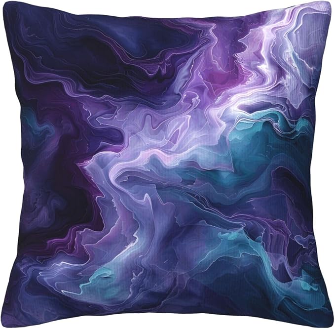 Purple Teal Turquoise Galaxy Nebulous 18x18 inches Throw Pillow Covers Cozy Square Pillowcases Home Decor for Bed Couch Sofa Office Living Room Cushion Covers