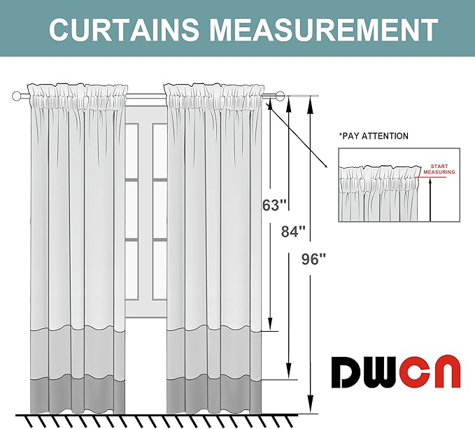 DWCN White Room Darkening Blackout Curtains - Thermal Insulated Privacy Energy Saving Window Curtain Drapes 52 x 63 inch Length, Set of 2 Bedroom Living Room Curtains