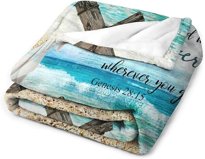 Christian Jesus Blanket Christian Gifts for Women & Men Religious Cross Throw Blanket Jesus Blanket for Kids Adults Soft Warm Cozy Fleece Blanket for Couch Sofa Bed 50"x60"