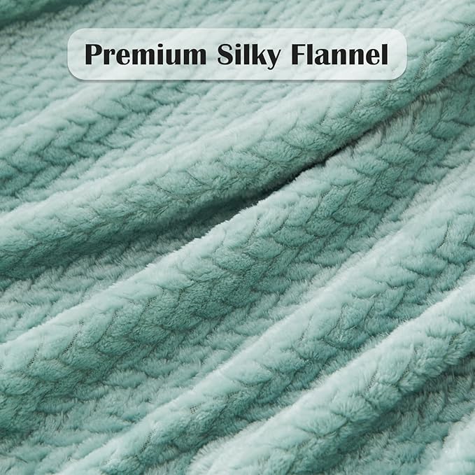 NEWCOSPLAY Super Soft Twin Blanket New Sage Green Premium Silky Flannel Fleece Leaves Pattern Lightweight Bed Blanket All Season Use (New Sage Green, Twin(60"x80"))