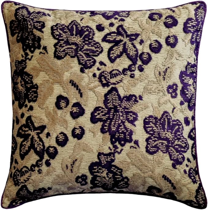 The HomeCentric King/Queen/Twin Purple Designer Full 68"x18" Bed Runner Without Pillow Cover, Floral, Velvet Bed Scarf on Velvet Fabric - Plum Petal