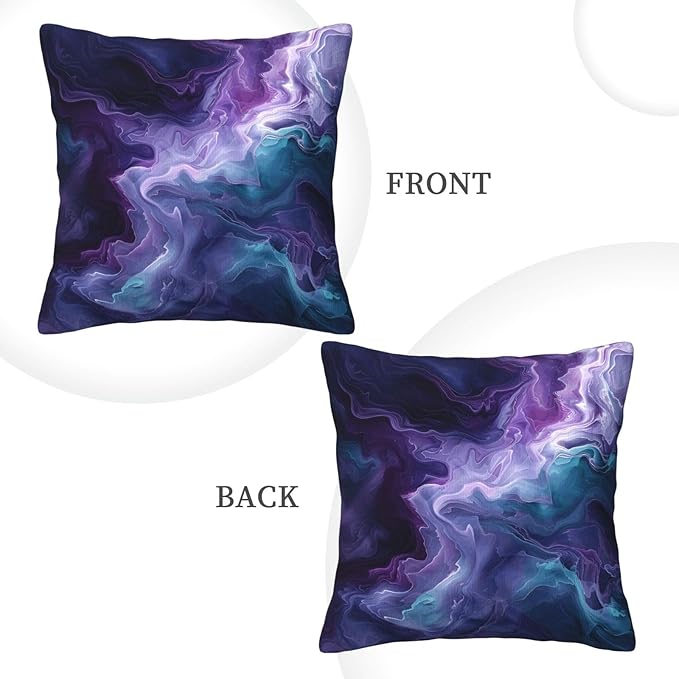 Purple Teal Turquoise Galaxy Nebulous 18x18 inches Throw Pillow Covers Cozy Square Pillowcases Home Decor for Bed Couch Sofa Office Living Room Cushion Covers