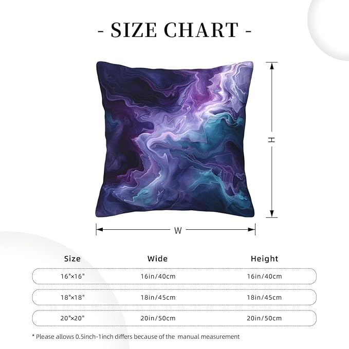 Purple Teal Turquoise Galaxy Nebulous 18x18 inches Throw Pillow Covers Cozy Square Pillowcases Home Decor for Bed Couch Sofa Office Living Room Cushion Covers