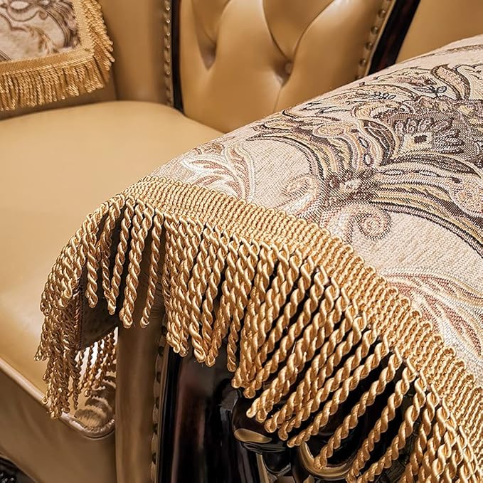 LUFEIJIASHI Luxury Couch Arm Covers, Washable Armrest Covers for Sofa,Anti Slip Recliner Chair Arm Covers Protectors for Leather Sofa Arm Cover Set of 2 (MLK-Beige)