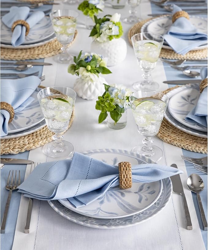 Solino Home Linen White Table Runner 144 Inches Long - 100% Pure Linen Extra Long Table Runner 14 x 144 Inch for Christmas, Holiday, New Year - Classic Hemstitch