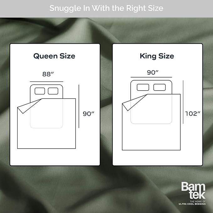 Duvet Cover Set - 100% Viscose Derived from Bamboo Duvet Cover King Size, 3 PC Luxury Cooling Duvet Cover for Hot Sleepers, Silky Buttery Soft Comforter Cover & 2 PC King Pillowcases, Moss