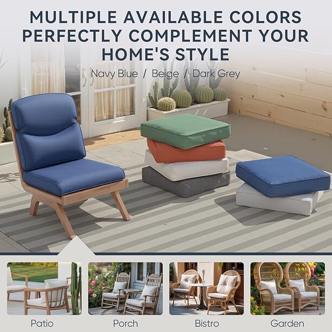 9-Piece Outdoor Patio Cushion Set - Fade & Water Resistant with Removable Olefin Cover, 22x24x4 Inch Memory Foam Cushions for Wicker Sectional Sofa – Blue/Crescent