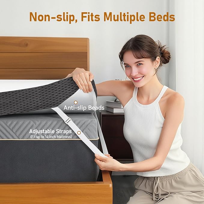 Glendan Firm Mattress Topper King: 3 Inch High Density Foam - Extra Support Mattress Pad for Pain Relief - Breathable Washable Cover with Anti-Slip Straps - CertiPUR-US Oeko-Tex Certified 80''x76''