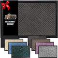 GORILLA GRIP 100% Waterproof All-Season WeatherMax Doormat US Designed Natural Rubber, Stain Fade Resistant, Low Profile Indoor Outdoor Door Mats, Easy Clean, 17x29 Gray Diamond