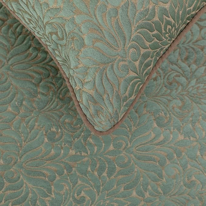 The HomeCentric King/Queen/Twin Blue & Beige Decorative King 90"x18" Bed Runner Without Pillow Cover, Damask Bed Scarf on Jacquard Fabric - Arabella