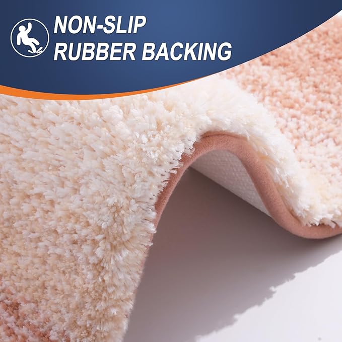 OLANLY Bathroom Rugs Mat 24x16, Extra Soft Absorbent Microfiber Bath Rugs, Rubber Backing, Quick Dry, Machine Washable Bath Mats for Bathroom Floor, Tub and Shower, Home Decor Accessories, Peach