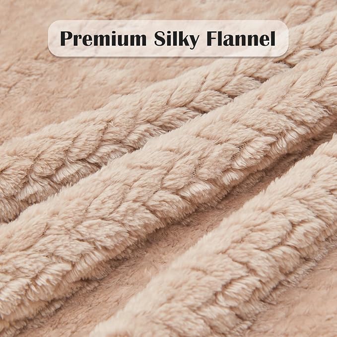 NEWCOSPLAY Super Soft King Blanket Taupe Premium Silky Flannel Fleece Leaves Pattern Lightweight Bed Blanket All Season Use (Taupe, King(90"x110"))