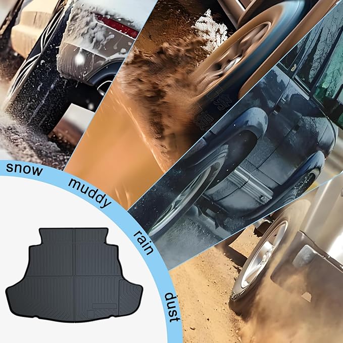 All Weather Rear Cargo Liners Trunk Tray Mats Protector Custom Compatible with 2018 2019 2020 2021 2022 2023 2024 2025 Toyota Camry, 3D Waterproof Durable Odorless Flexible Black TPO Accessories