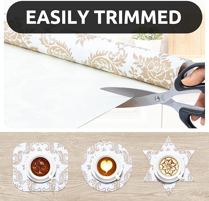 RAY STAR 12X120 Inch Shelf Liner for Kitchen Cabinets, Non-Adhesive Cabinet Liner Washable, PVC Drawer Liner for Dresser Non-Slip Bathroom (Yellow Pattern)(4 Roll)